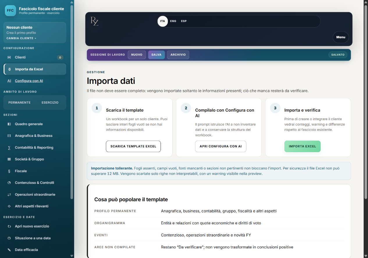 Fascicolo fiscale cliente: tre passaggi ordinati per importare il template Excel